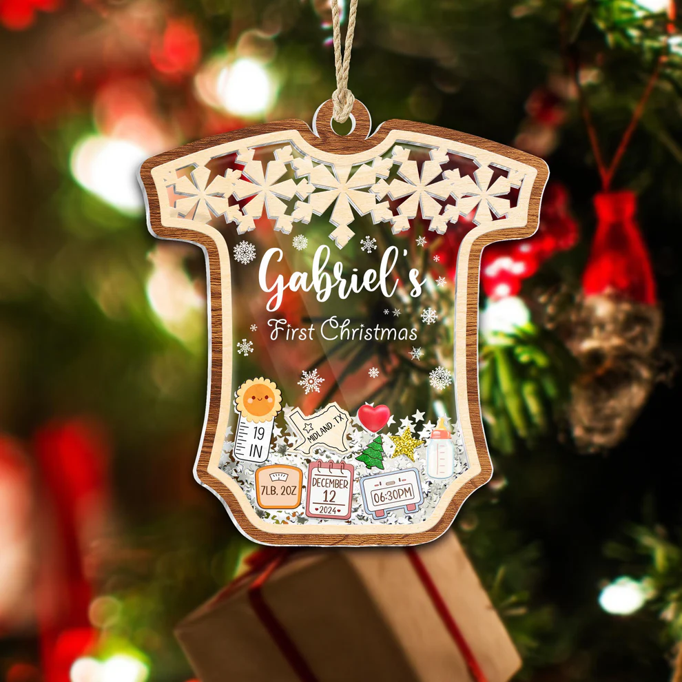 Babys First Christmas Ornament, 4D Shaker Ornament, Newborn Gift