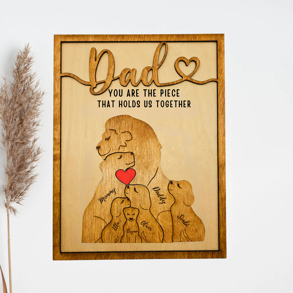 You Are The Piece That Holds Us Together Custom Lion Puzzle Sign, Dad Sign, Father’s Day Gift