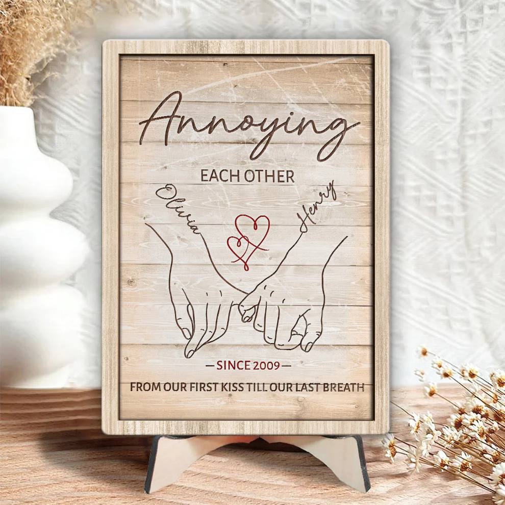 Annoying Each Other Personalized Valentines Wood Sign, Couple Art, Valentine’s Day Gift