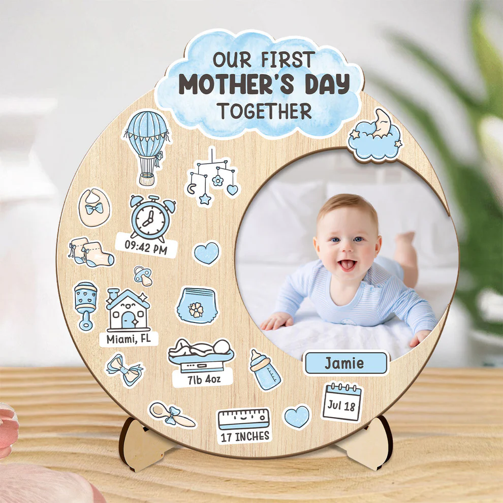Our First Mother’s Day Personalized 2-Layered Wooden Plaque, First Mothers Day Gift, Mother’s Day Gift